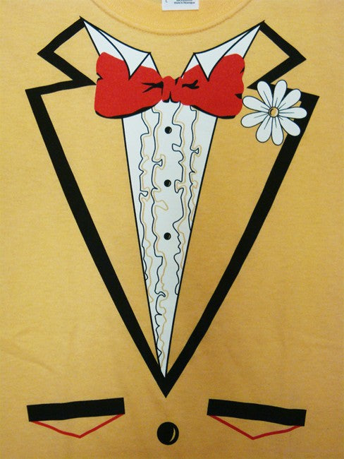 Tuxedo Shirt - Men's Yellow Tuxedo T-Shirt With Ruffles