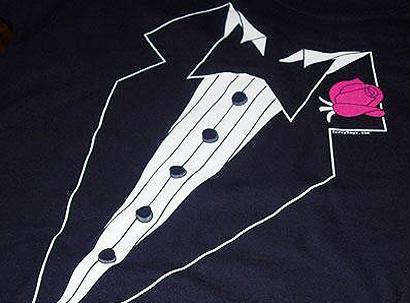 Tuxedo Shirt - Mens Black Tuxedo with Pink Flower T-Shirt