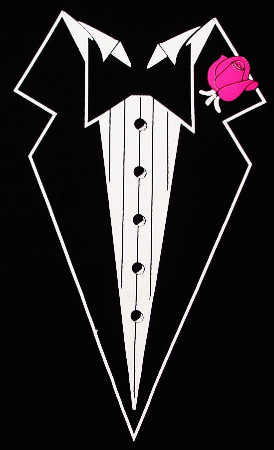 Tuxedo Shirt - Mens Black Tuxedo with Pink Flower T-Shirt