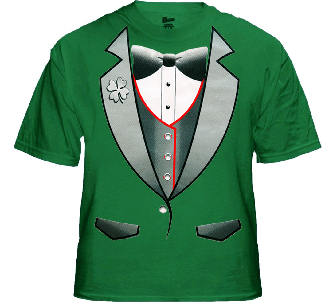 Tuxedo Shirts - 4 Leaf Clover Lapel Men's Tuxedo T-Shirt