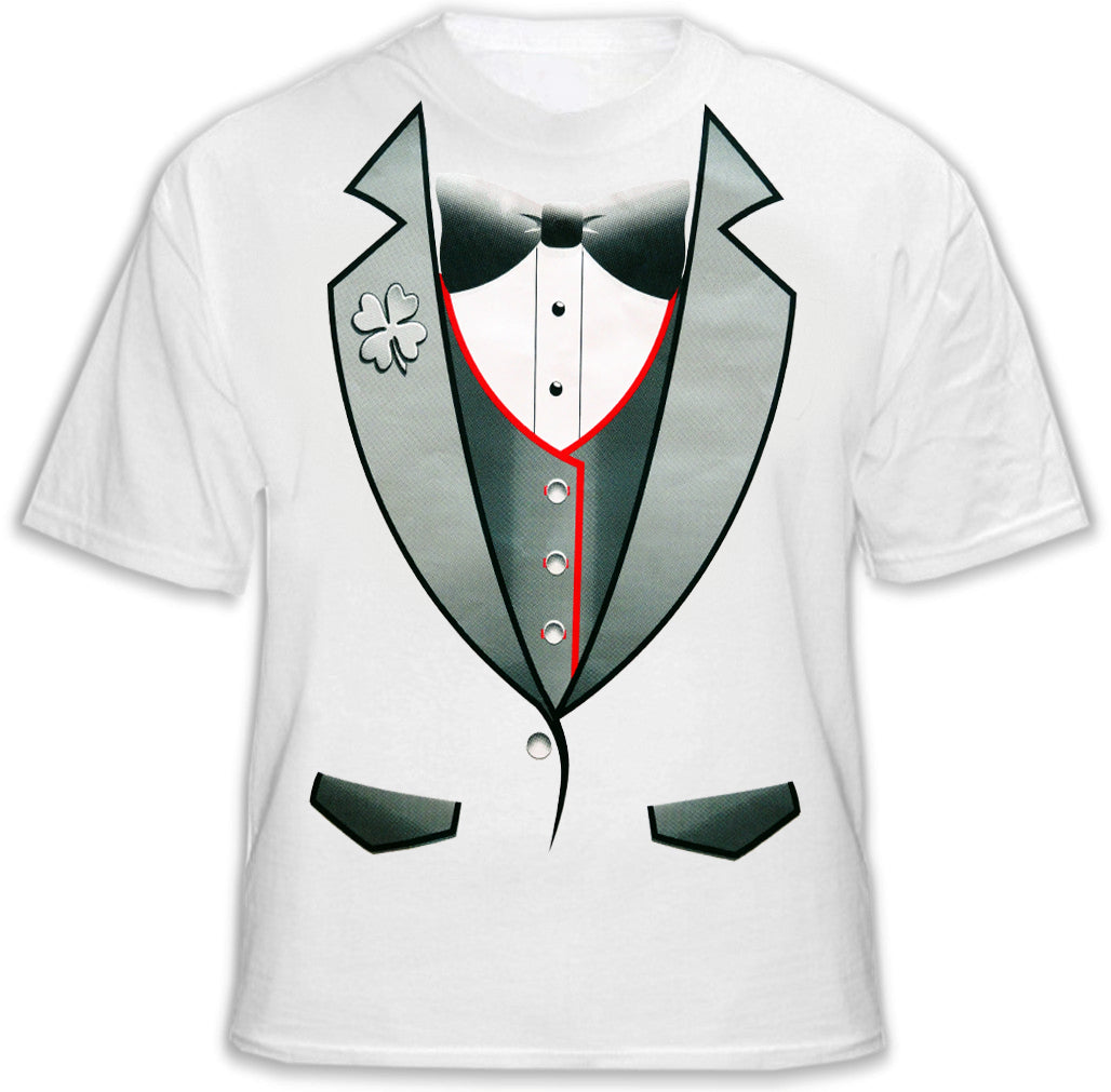 Tuxedo Shirts - 4 Leaf Clover Lapel Men's Tuxedo T-Shirt