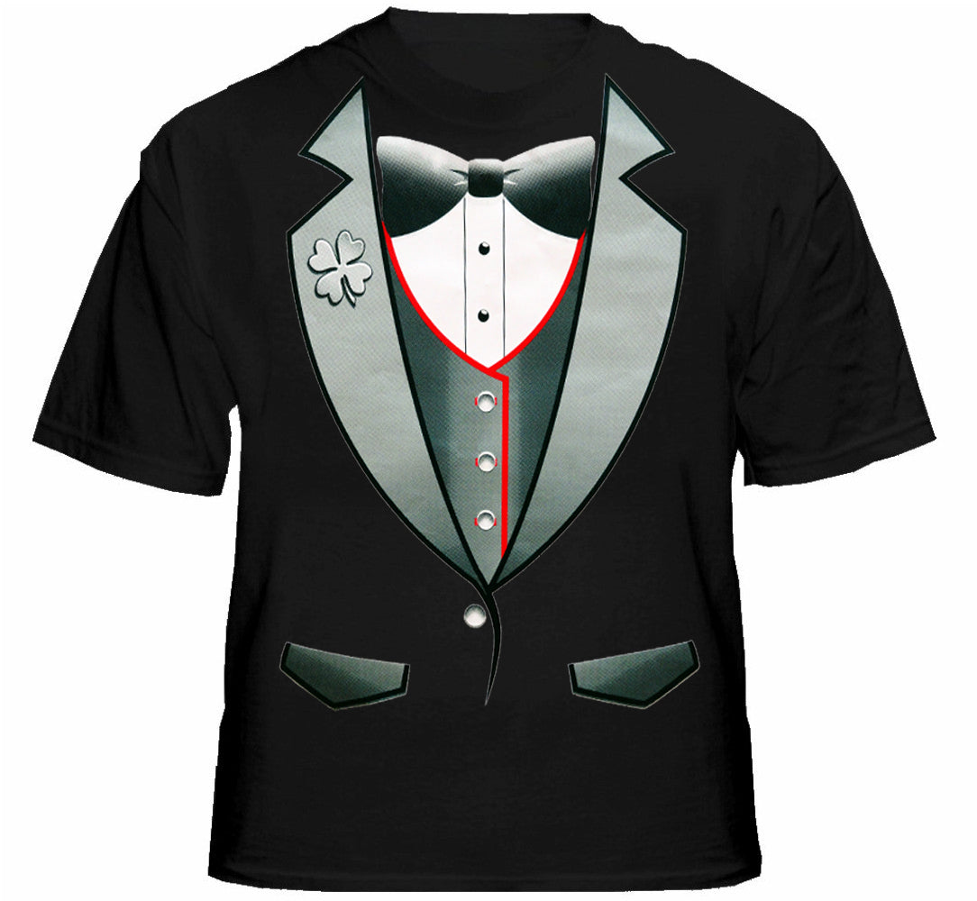 Tuxedo Shirts - 4 Leaf Clover Lapel Men's Tuxedo T-Shirt