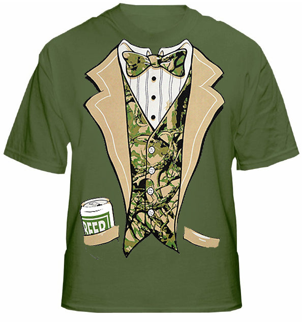 Tuxedo Shirts -- Camouflage Beer Can Tuxedo  T-Shirt