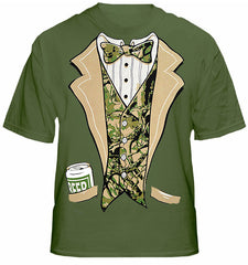 Tuxedo Shirts -- Camouflage Beer Can Tuxedo  T-Shirt