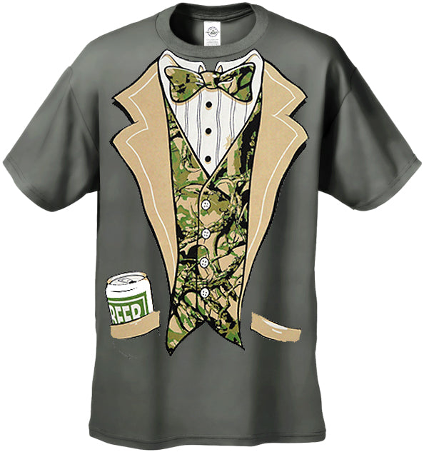 Tuxedo Shirts -- Camouflage Beer Can Tuxedo  T-Shirt