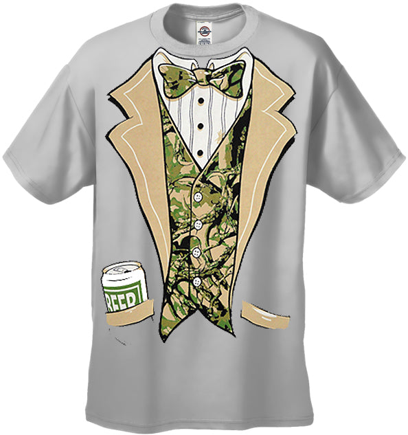 Tuxedo Shirts -- Camouflage Beer Can Tuxedo  T-Shirt