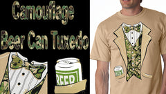Tuxedo Shirts -- Camouflage Beer Can Tuxedo  T-Shirt