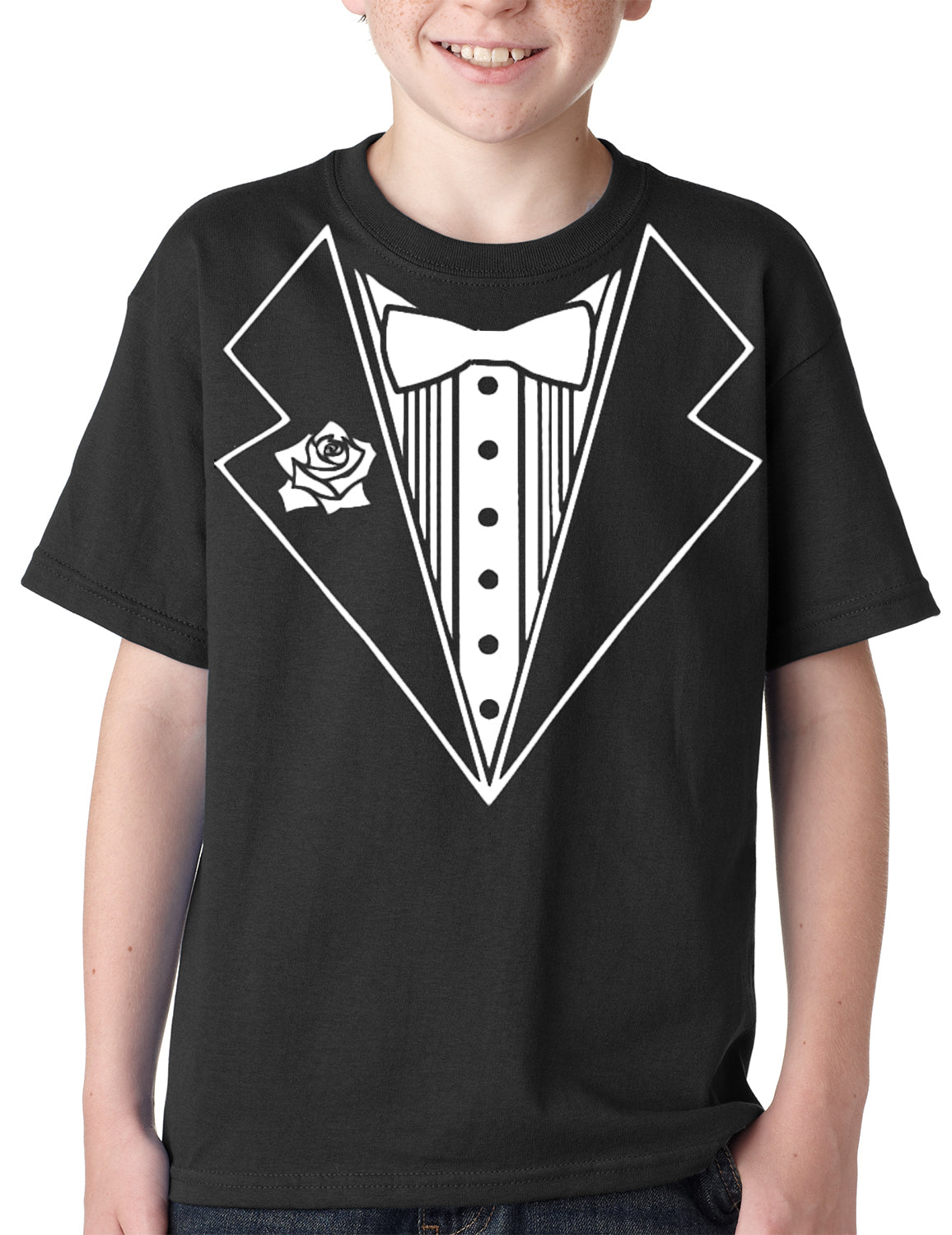 Tuxedo Shirts for Kids - Tuxedo With Flower Kids T-Shirt