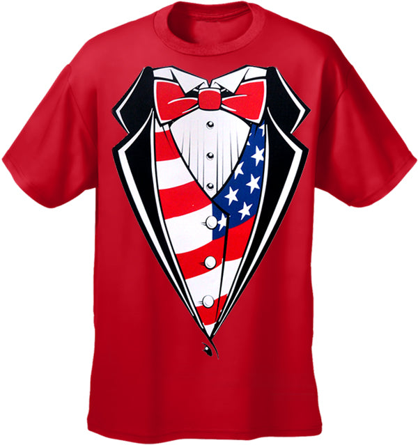 American Flag Tuxedo T-Shirt with Vest & Bowtie