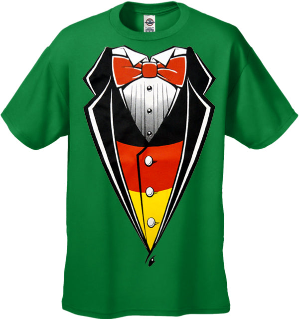 Germany Flag Tuxedo T-Shirt With Vest & Bowtie