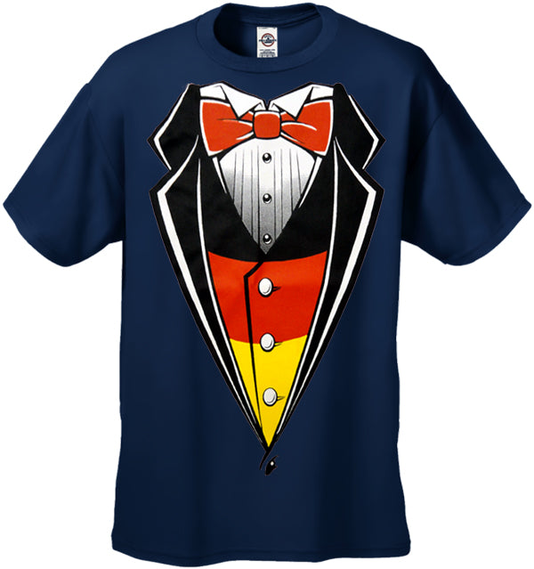 Germany Flag Tuxedo T-Shirt With Vest & Bowtie