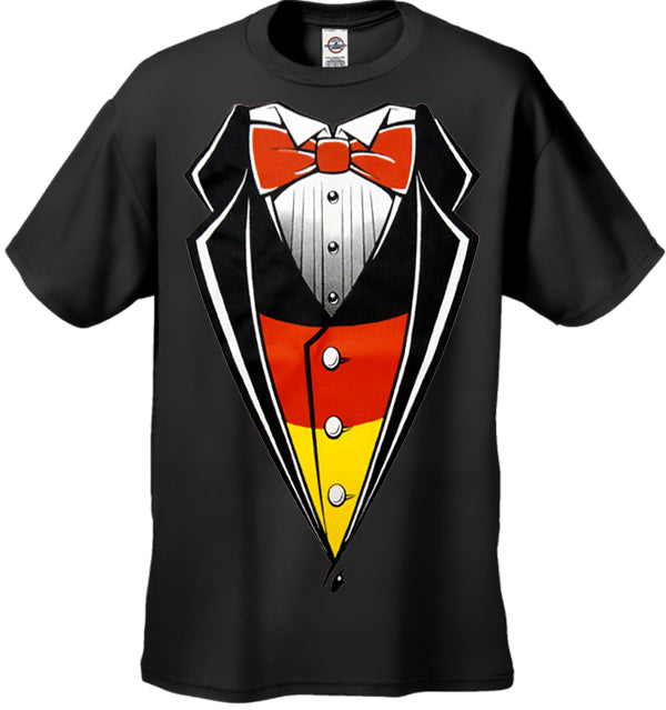 Germany Flag Tuxedo T-Shirt With Vest & Bowtie