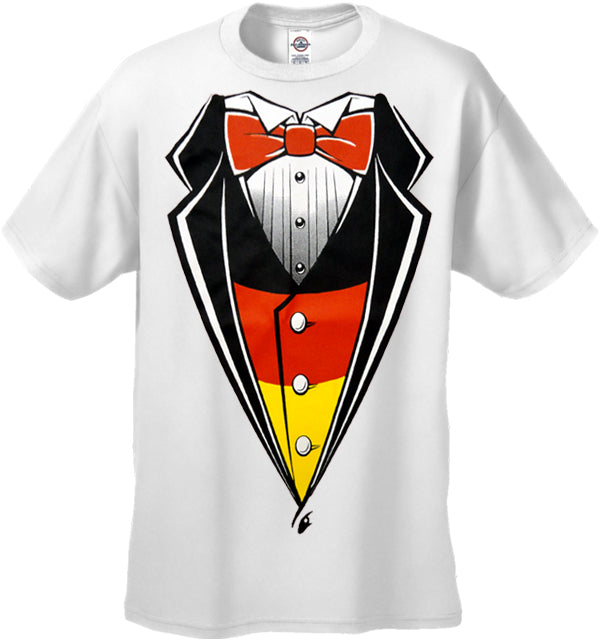 Germany Flag Tuxedo T-Shirt With Vest & Bowtie