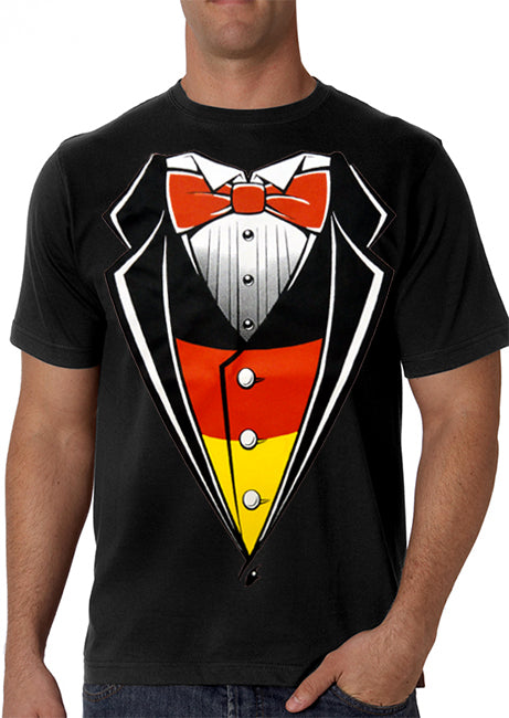 Germany Flag Tuxedo T-Shirt With Vest & Bowtie