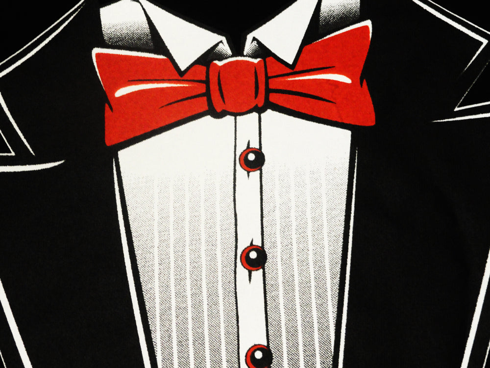 Tuxedo T-Shirts - Mens Tuxedo T-Shirt with Red bow tie and Cummerbund