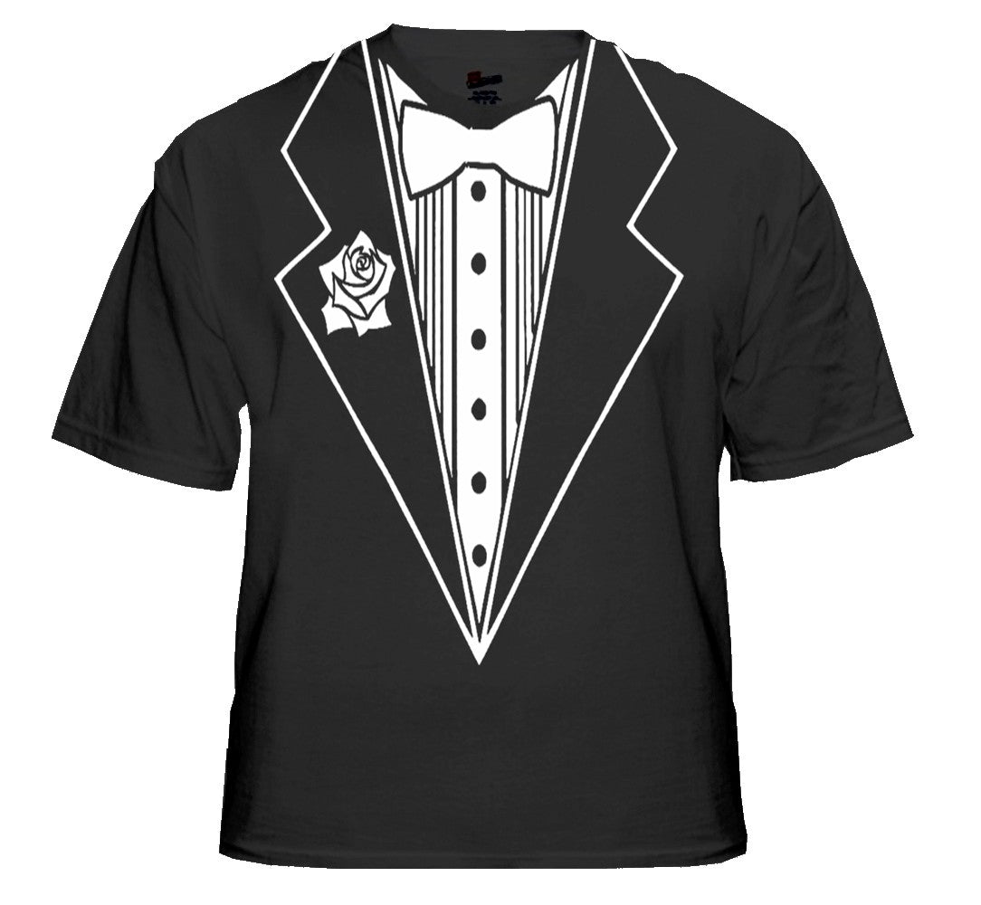 Tuxedo T-Shirts - Mens Tuxedo With White Flower T-Shirt