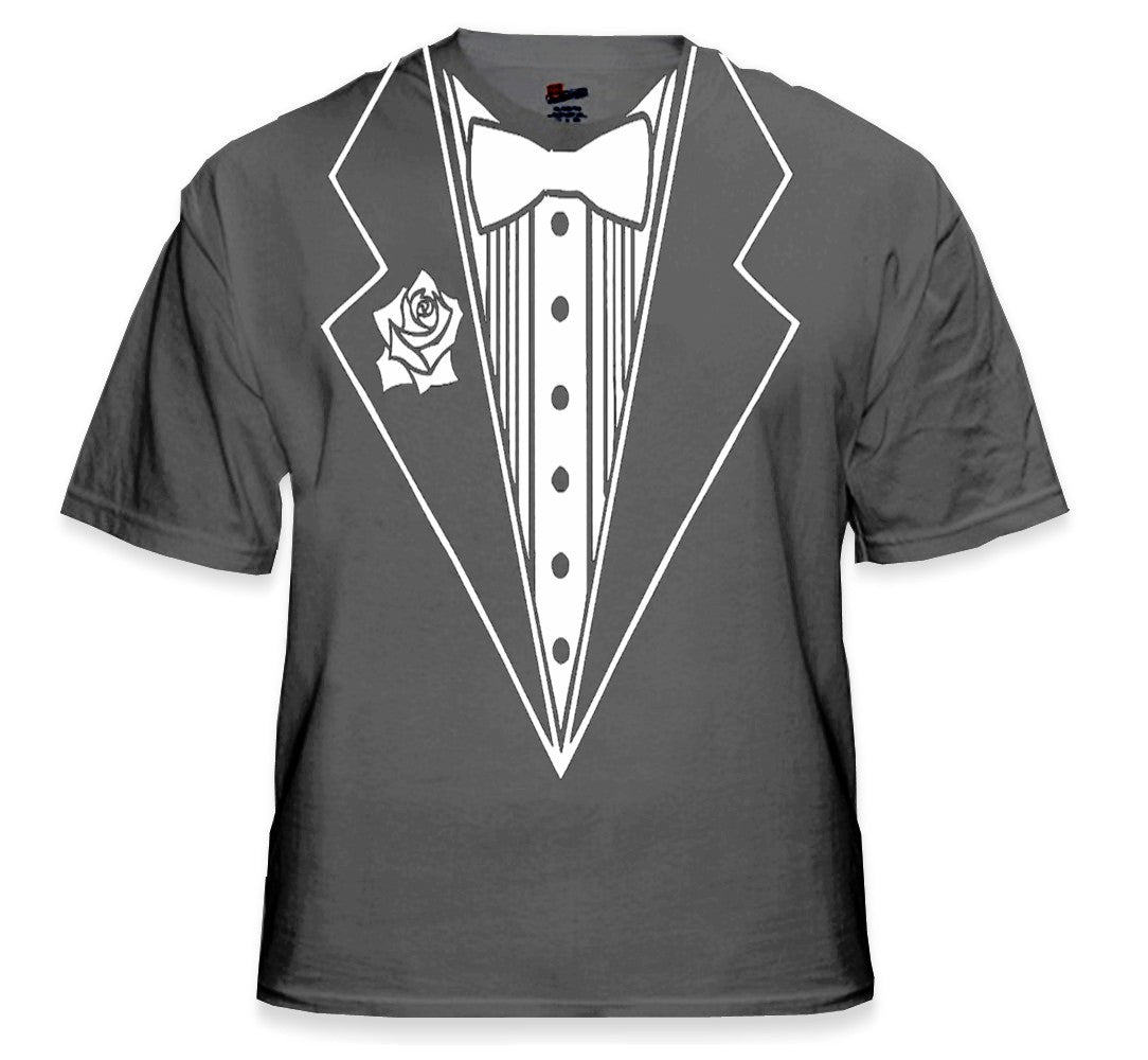 Tuxedo T-Shirts - Mens Tuxedo With White Flower T-Shirt
