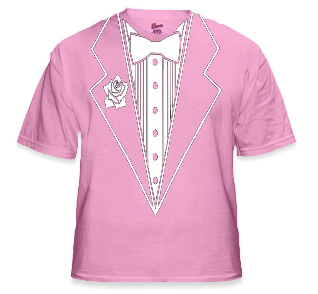 Tuxedo T-Shirts - Mens Tuxedo With White Flower T-Shirt