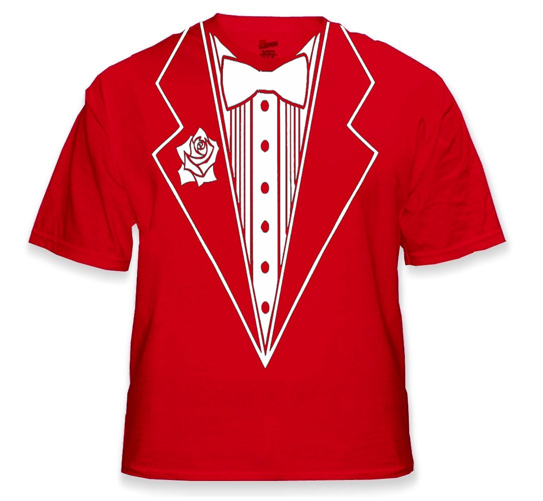 Tuxedo T-Shirts - Mens Tuxedo With White Flower T-Shirt