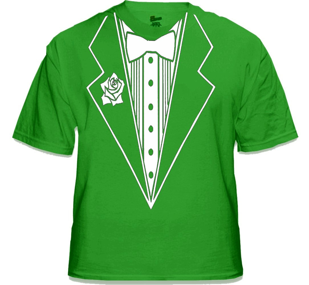 Tuxedo T-Shirts - Mens Tuxedo With White Flower T-Shirt