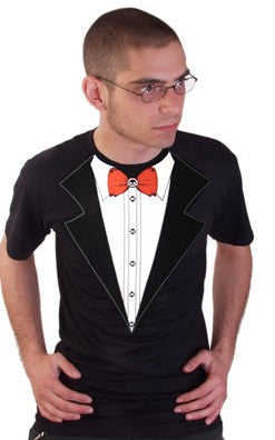 Tuxedo T-Shirts - Skull & Crossbones Gothic Tuxedo T-Shirt Front View