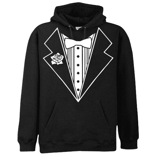 Tuxedo T-Shirts -Tuxedo With Flower Adult Size Hoodie