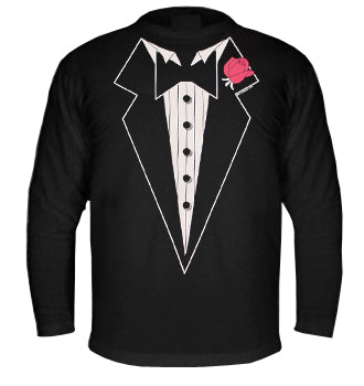 Tuxedo T-Shirts - Tuxedo With Pink Flower Longsleeve T-Shirt