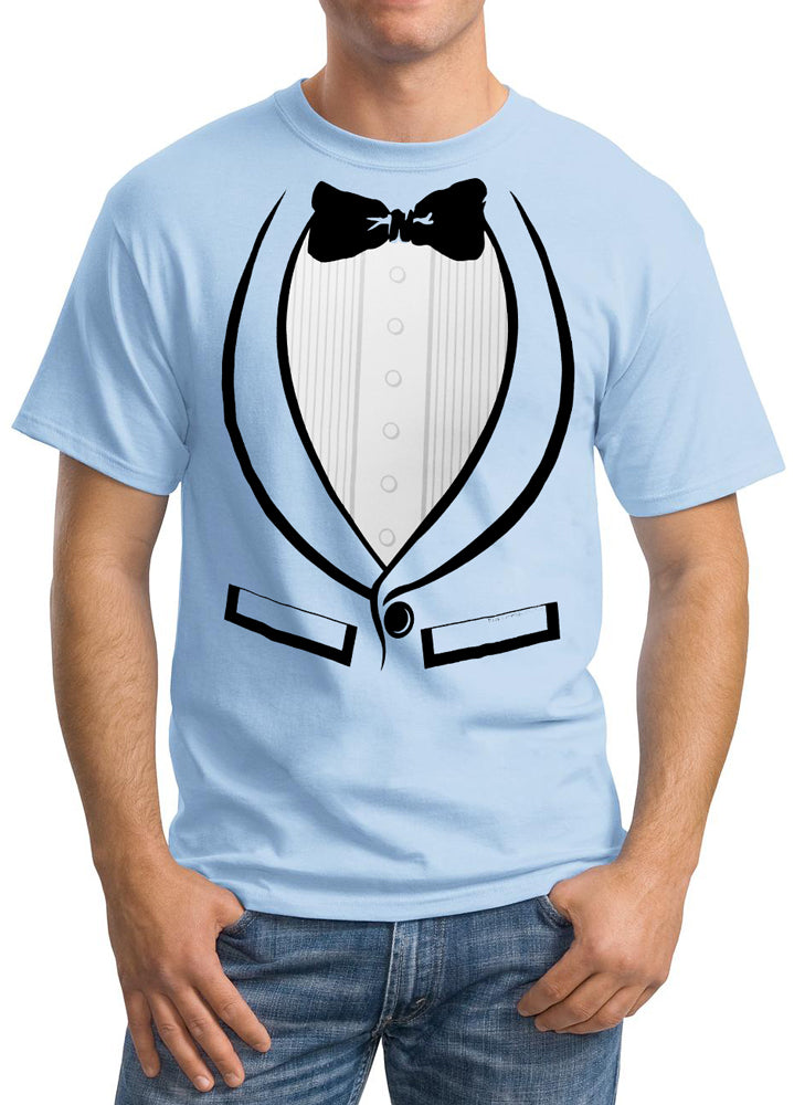 Tuxedo TShirts - Light Blue 70's Old School Men's Tuxedo