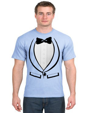 Tuxedo TShirts - Light Blue 70's Old School Men's Tuxedo