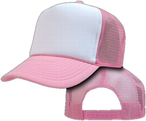 Two Tone Trucker Hats - Pink Blank Trucker Cap