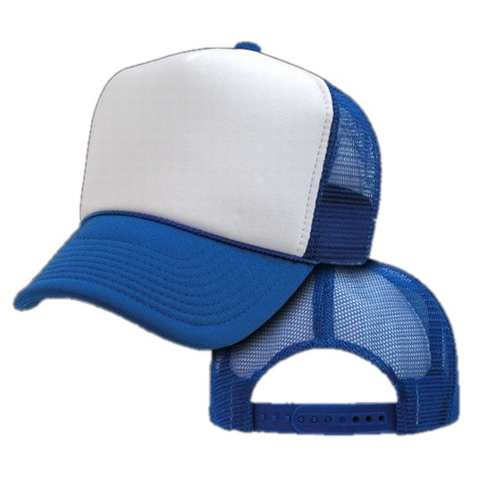 Two Tone Trucker Hats - Royal Blue Blank Trucker Cap