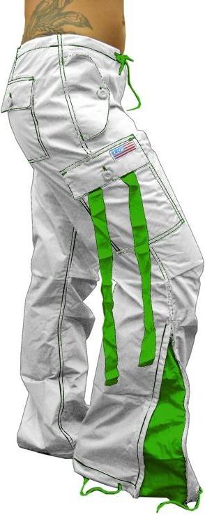 UFO Girly Hipster Pants With Expandable Bottoms (White & Lime)
