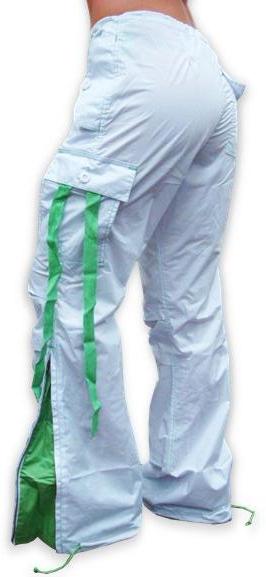 UFO Girly Hipster Pants With Expandable Bottoms (White & Lime)