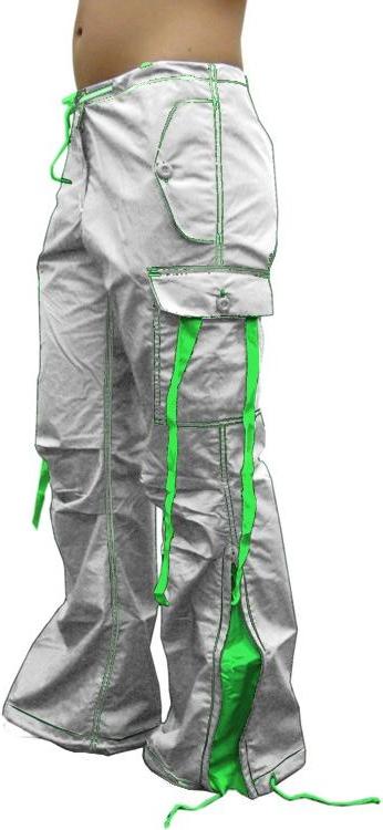 UFO Girly Hipster Pants With Expandable Bottoms (White & Lime)