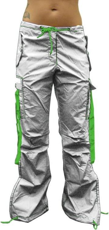 UFO Girly Hipster Pants With Expandable Bottoms (White & Lime)