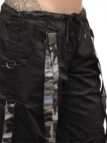 UFO Strappy Hipster Girls Pants (Black/Blue Camo)