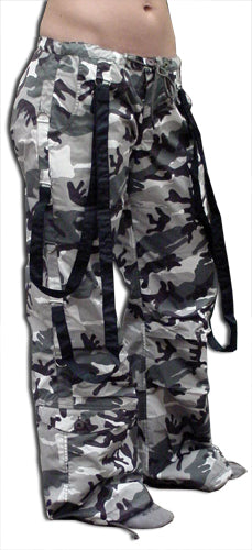 UFO Strappy Hipster Girls Pants (Grey Camo/Black)