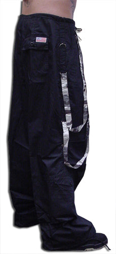 UFO Unisex Basic Strappy Pants (Black with grey camo)