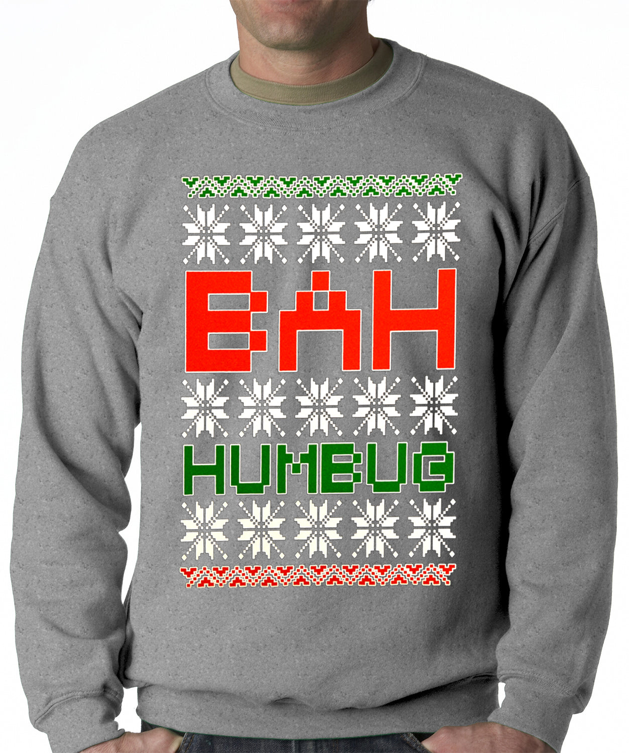 Ugly Christmas Sweater - BAH HUMBUG Adult Crewneck
