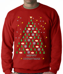 Ugly Christmas Sweater - Emoji Christmas Tree Ugly Christmas Adult Crewneck