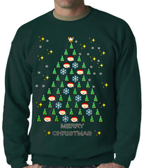 Ugly Christmas Sweater - Emoji Christmas Tree Ugly Christmas Adult Crewneck