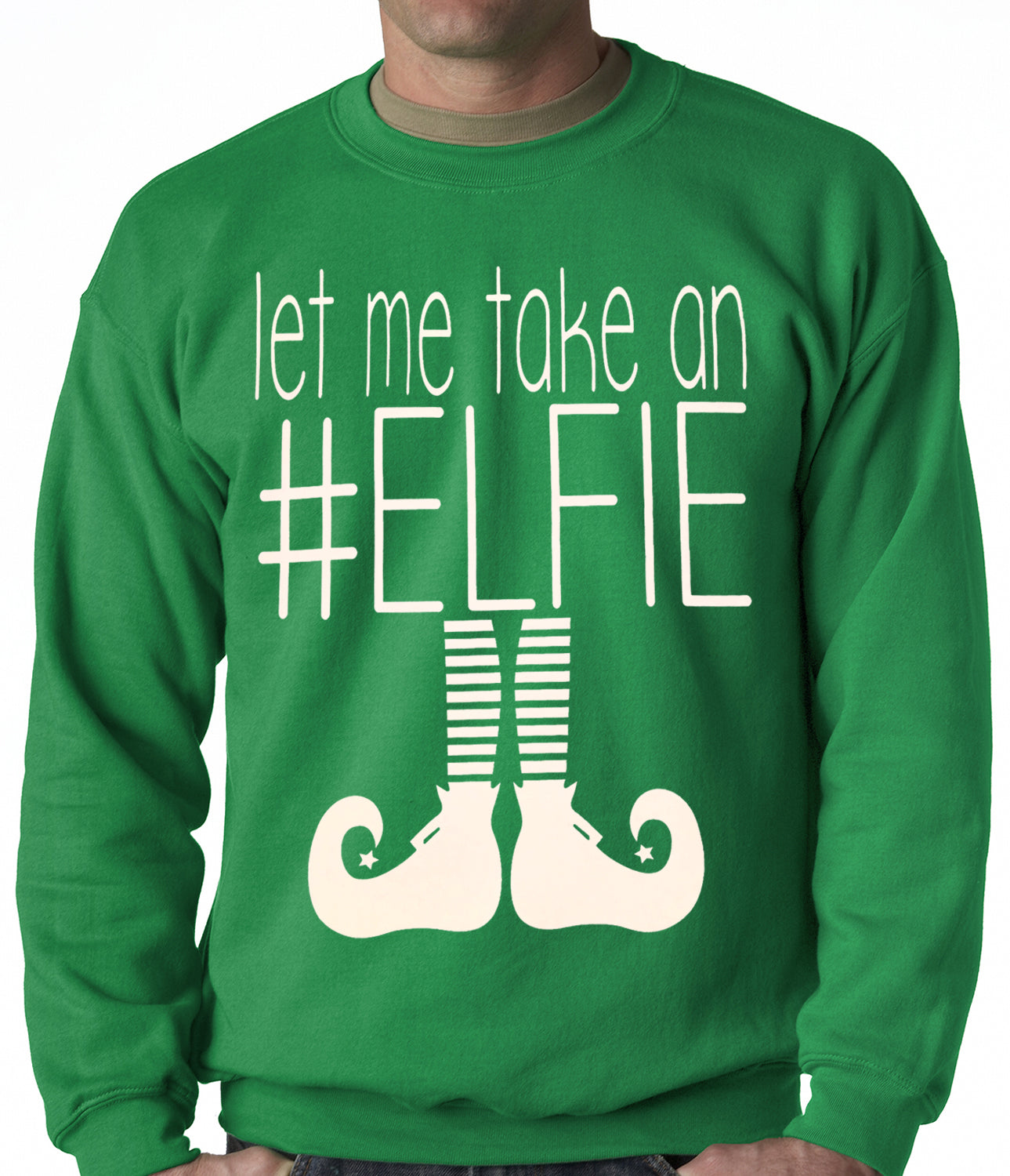 Ugly Christmas Sweater - Let Me Take An #ELFIE Ugly Christmas Adult Crewneck