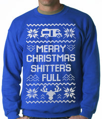Ugly Christmas Sweater - Merry Christmas Shitters Full Ugly Adult Crewneck