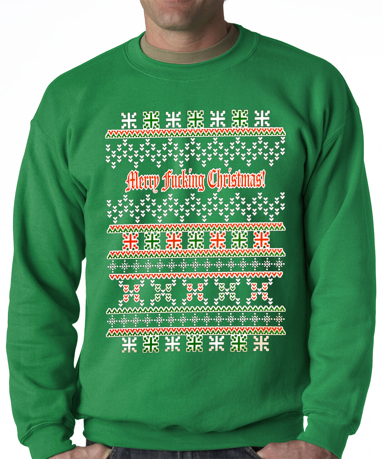 Ugly Christmas Sweater - Merry F*cking Christmas Adult Crewneck