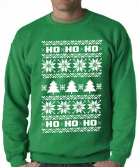Ugly Christmas Sweater - Snowflake HO HO HO Adult Crewneck