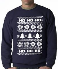 Ugly Christmas Sweater - Snowflake HO HO HO Adult Crewneck