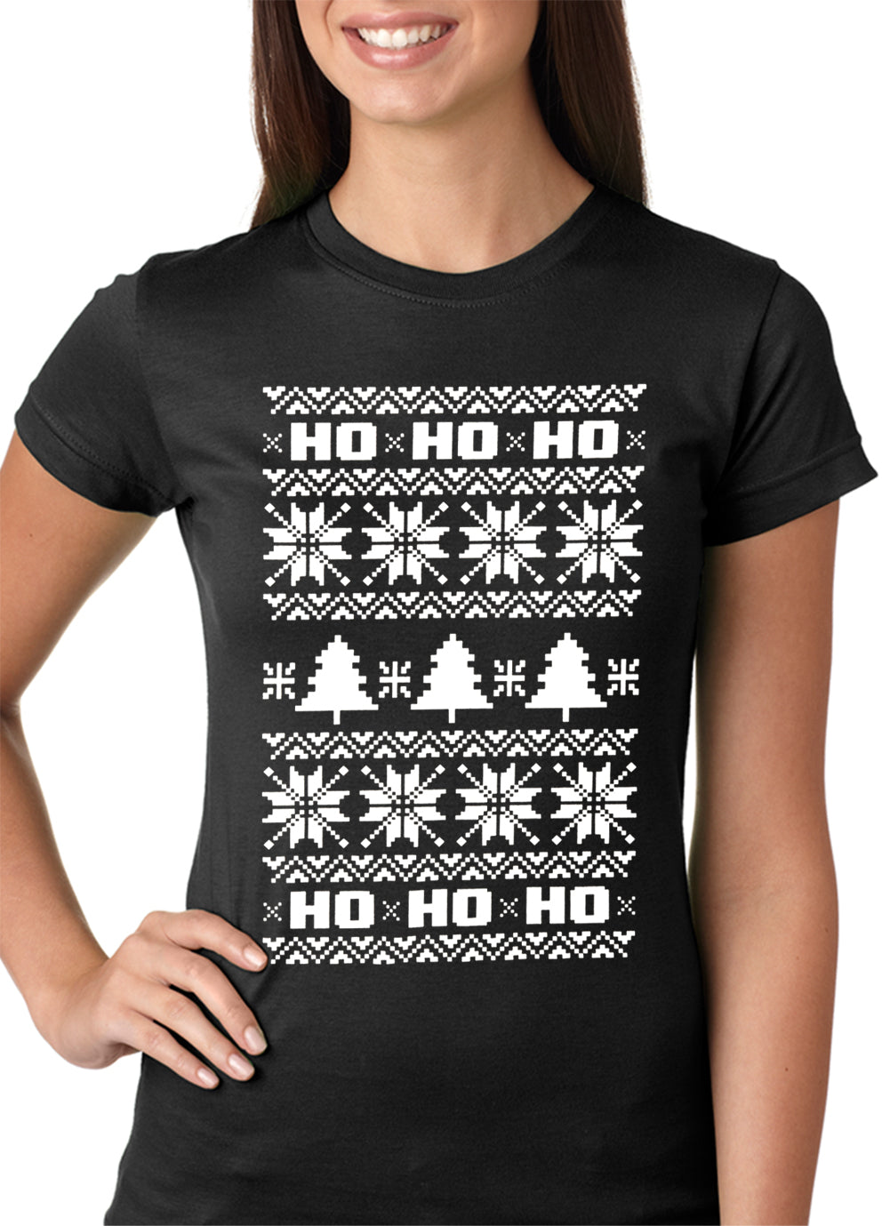Ugly Christmas T-shirt - Snowflake HO HO HO Girls T-shirt
