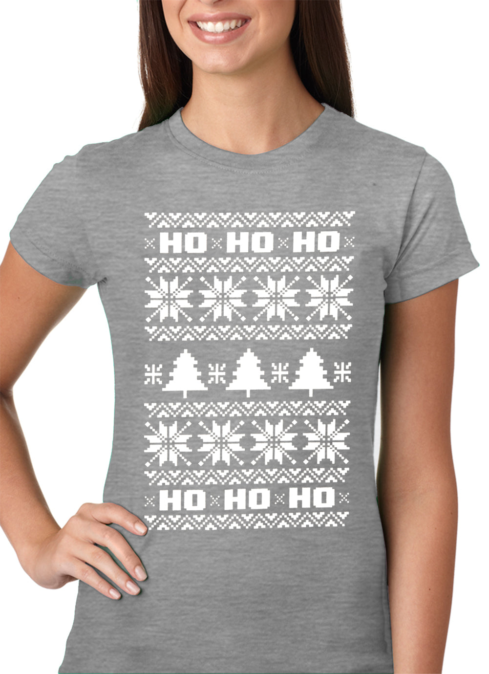 Ugly Christmas T-shirt - Snowflake HO HO HO Girls T-shirt