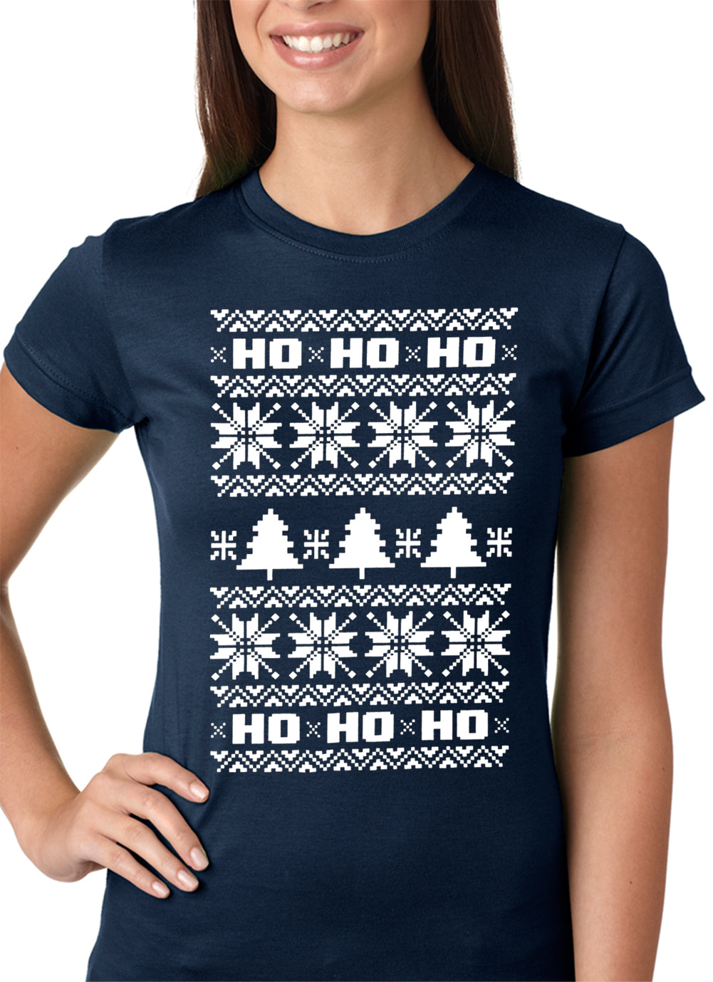 Ugly Christmas T-shirt - Snowflake HO HO HO Girls T-shirt