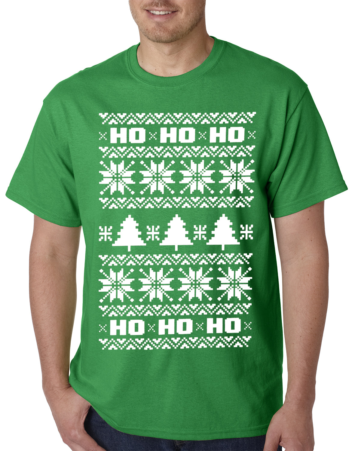 Ugly Christmas T-shirt - Snowflake HO HO HO Mens T-shirt